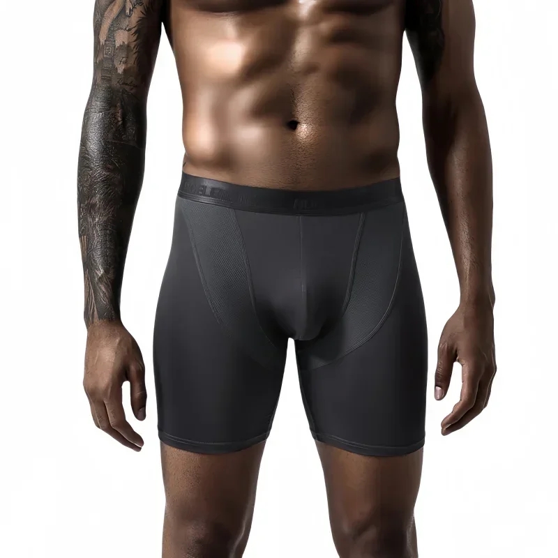 Sous-vêtements pour hommes, Boxer respirant à séchage rapide, longueur étendue, coupe slim, sous-vêtements de sport pour course à pied, Fitness, paquet de 2