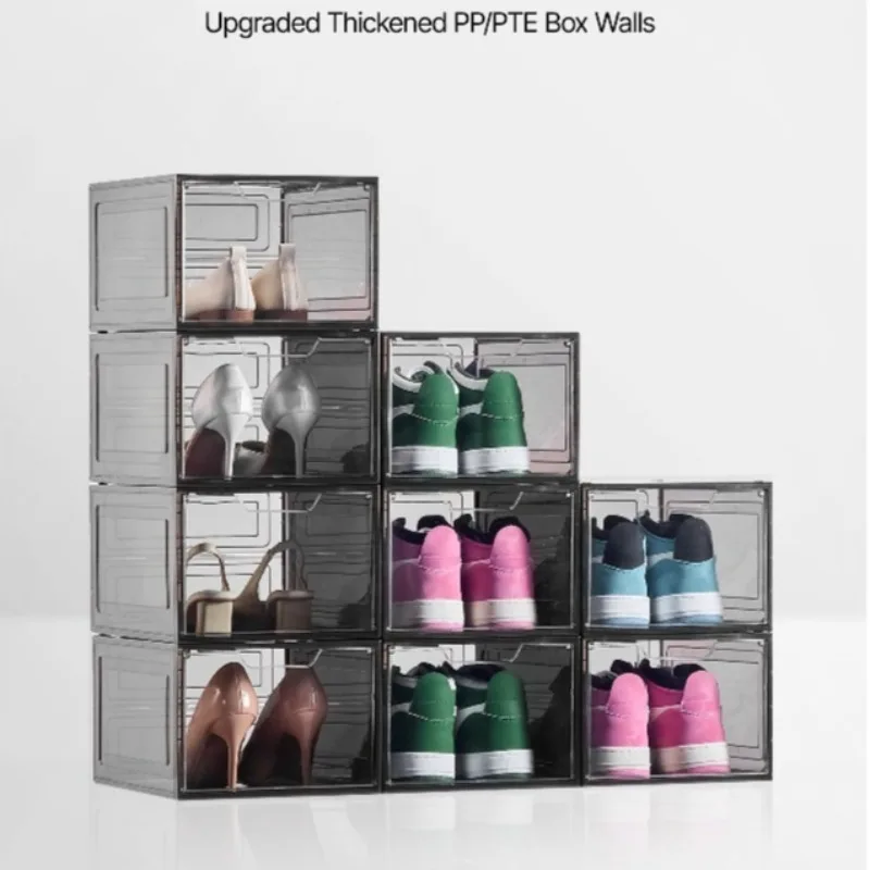 

Штабелируемые коробки для хранения обуви Smart, 9 шт., прозрачные, черные, подходят для обуви американского размера 13, размеры 13