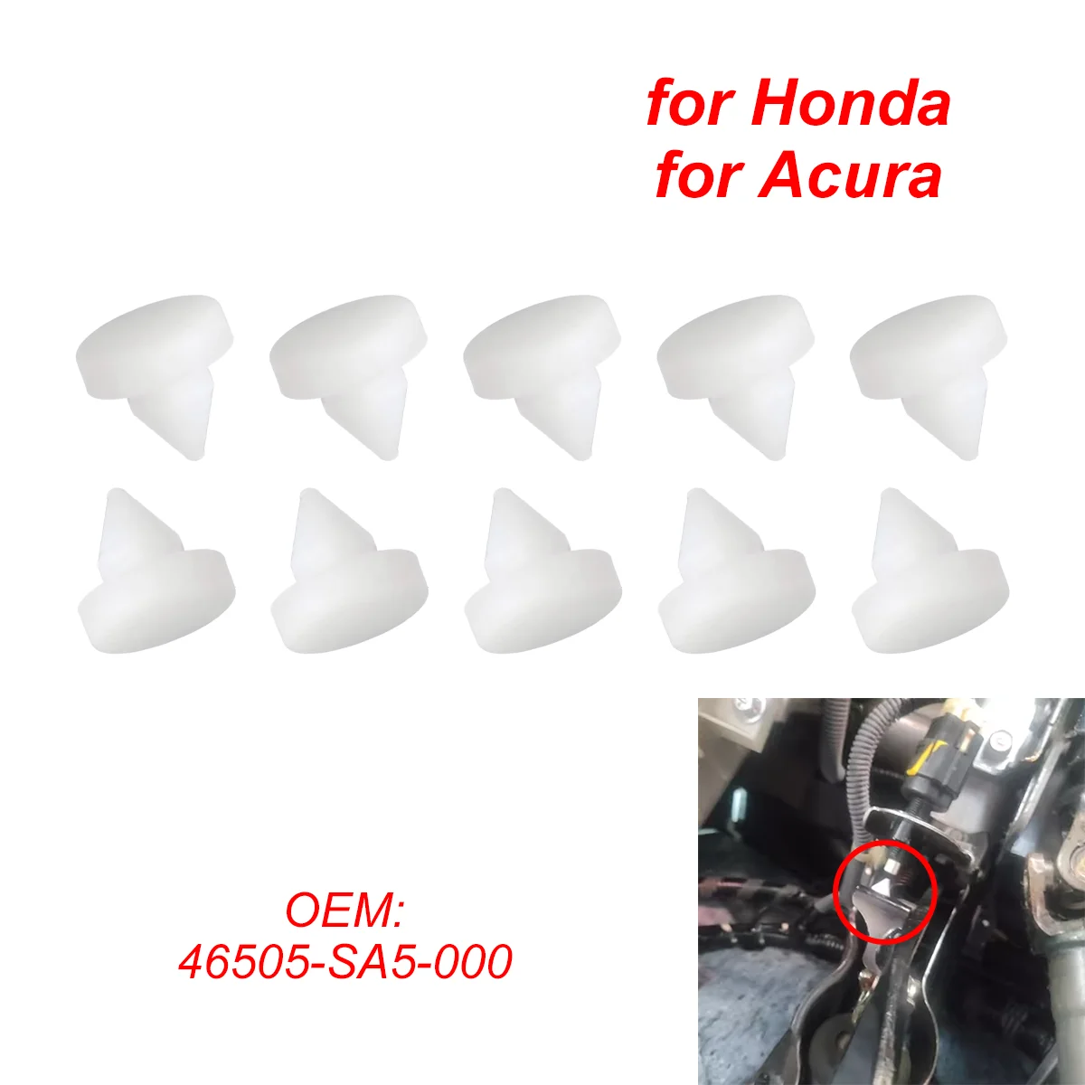 10Pcs 46505-SA5-000 Car Brake Clutch Pedal Rubber Stopper Pad for Honda Accord Civic CR-V Fit Odyssey for Acura Integra MDX RSX