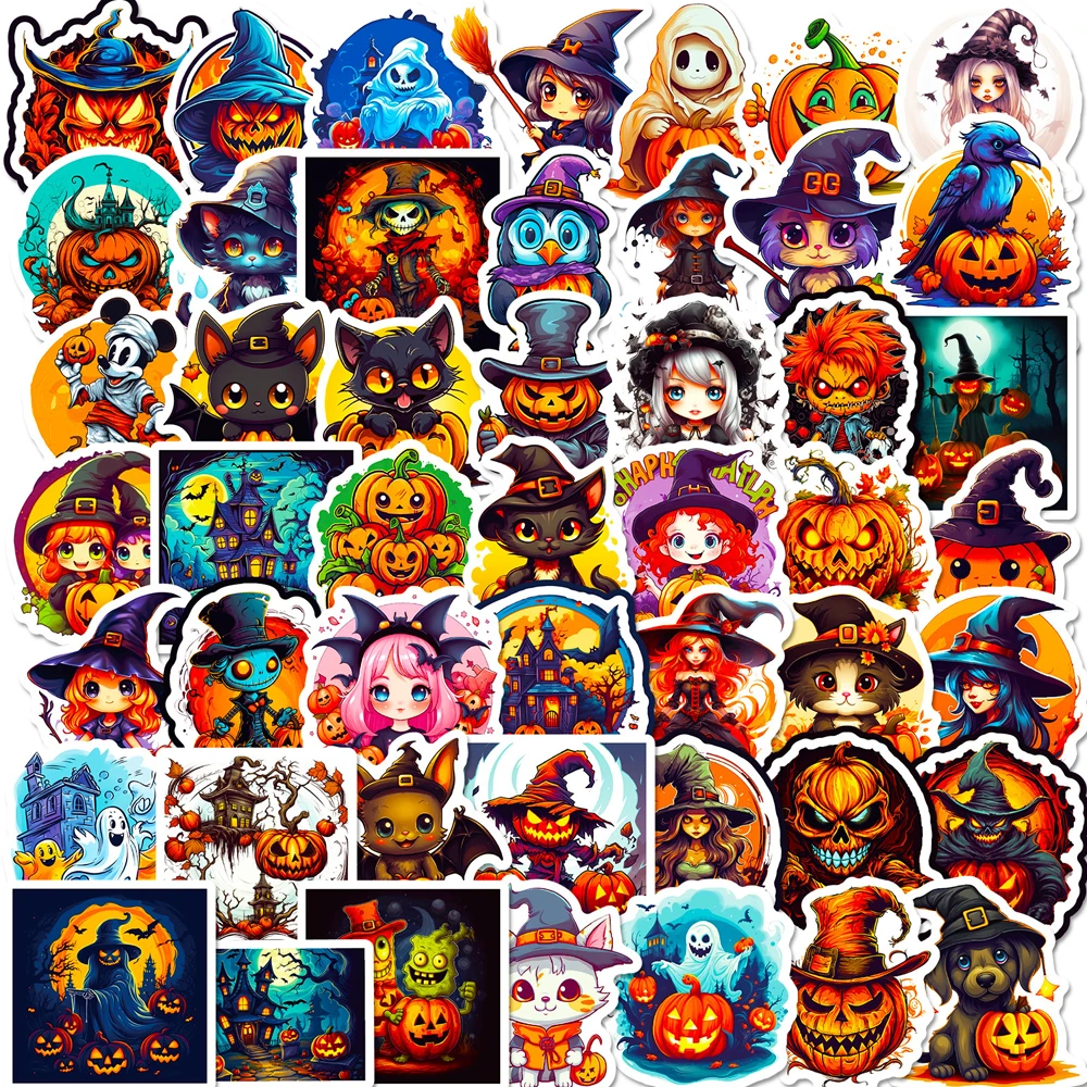 10/30/50PCS Cute Halloween Pumpkin GraffitiSticker Pack Stationery Sticker Graffiti Notebook Scrapbook Skateboard Kids Sticker
