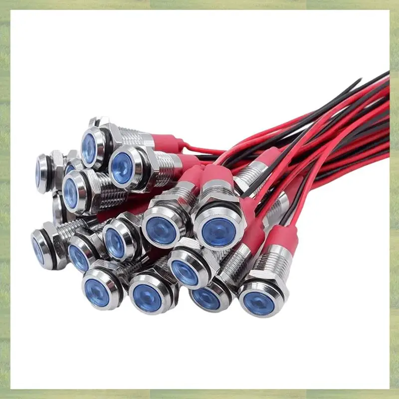 ATP2 Top Angebote 20Pcs 6Mm Metall LED Warnung Anzeige Licht Signal Lampe Pilot Onboard Display Lichter Mit draht 3V