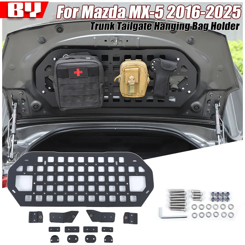 

For Mazda MX-5 ND 2016-2025 Accessories Tailgate Storage Rack Molle Panel Trunk Luggage Carrier Rack Trunk Organizer Aluminum