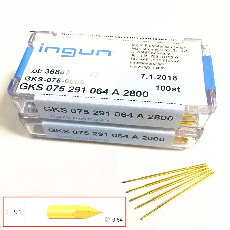 

100PCS INGUN Probe GKS075 291 064 A2000/A28000 Pointed on Three Sides 1.02mm Spring Test Pin for Circuit Board Test