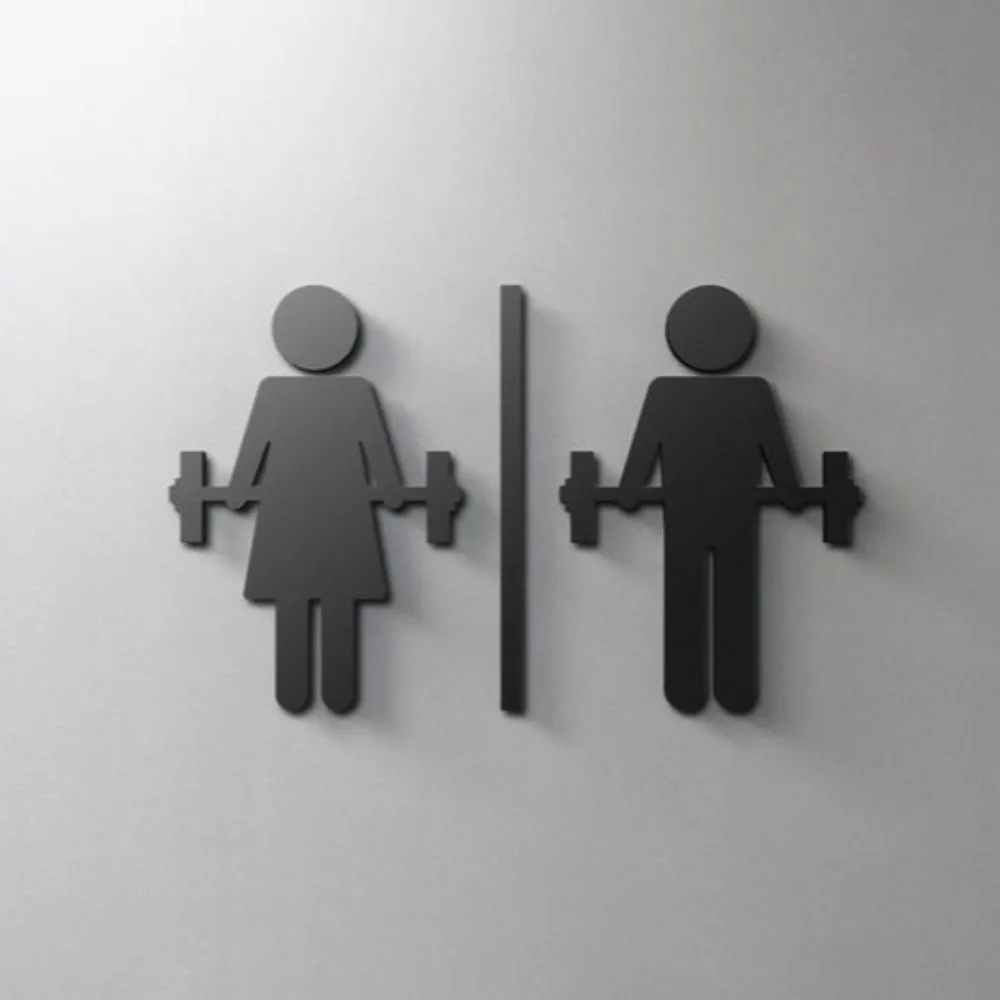 Toilettenschild für Fitnessstudio – 3D-Acryl-Toilettendekoration – selbstklebender moderner Türaufkleber