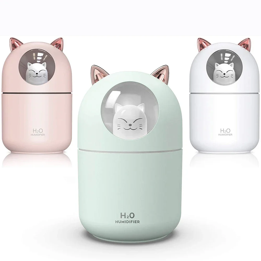 

300ML Ultrasonic Cool Mist Air Humidifier for Bedroom, Mini Cute Humidifier with LED Atmosphere Night Light DC5V