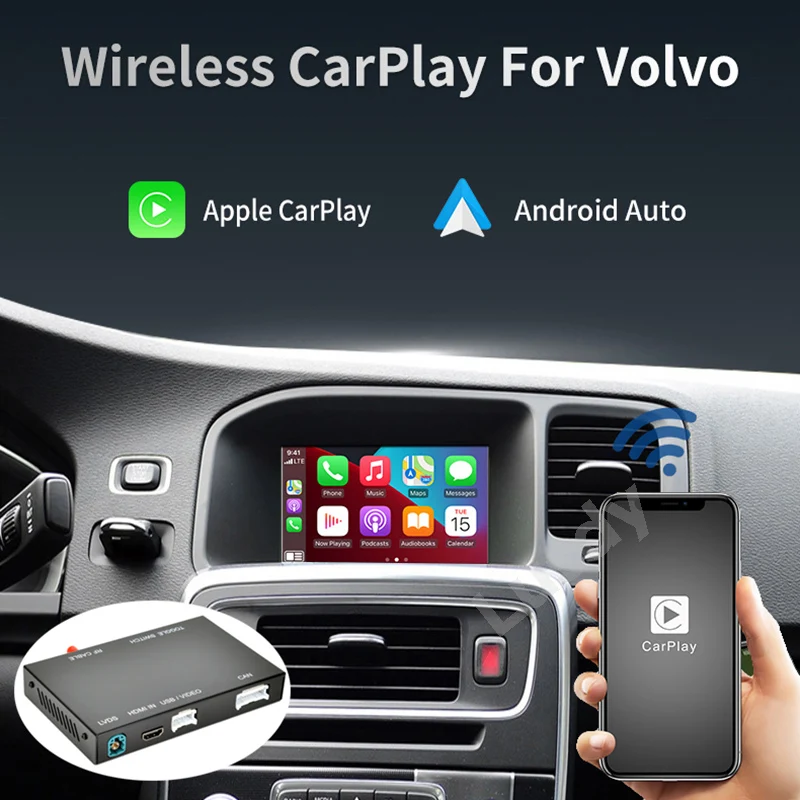 لاسلكي CarPlay أندرويد السيارات لفولفو XC60 S60 V40 V60 صندوق وحدة السيارة الوسائط المتعددة AirPlay واجهة الفيديو فك