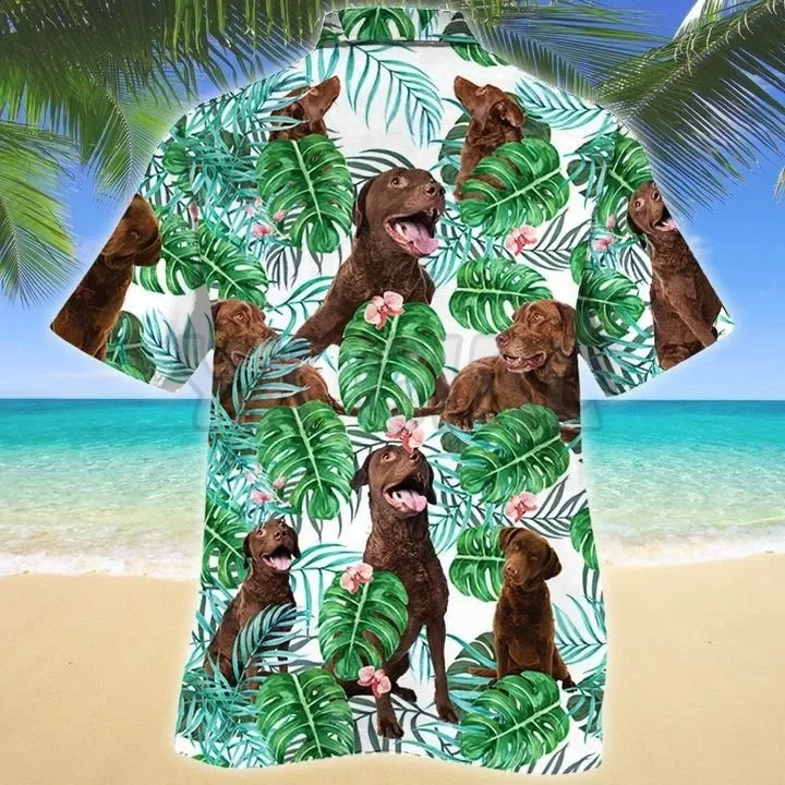 Chesapeake bay retriever tropical padrão 3d todo impresso camisa havaiana masculina para mulher harajuku camisa casual unisex