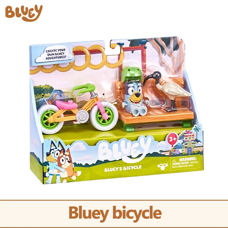 Bluey figuras anime brinquedos conjunto modelo de viagem carro bicicleta sorvete caminhão cena ornamentos decorações desktop crianças presentes aniversário