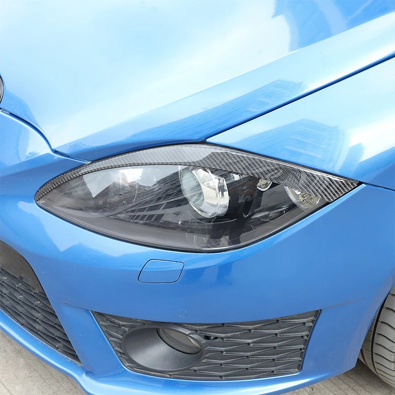 For 2008-2012 Seat Leon headlight eyebrow stickers, real carbon fiber (soft) 2-piece set, car headlight modification accessories