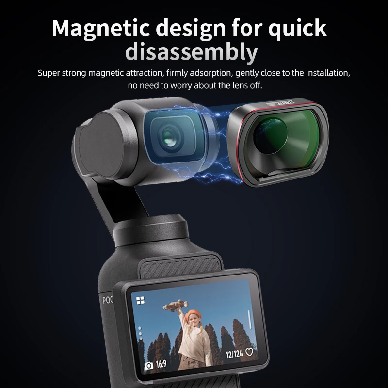 For DJI OSMO Pocket 3 Sport Camera 10X Macro Lens Filter Aluminum Frame Ultra Clear Detail Shooting Magnetic Interface Accessory