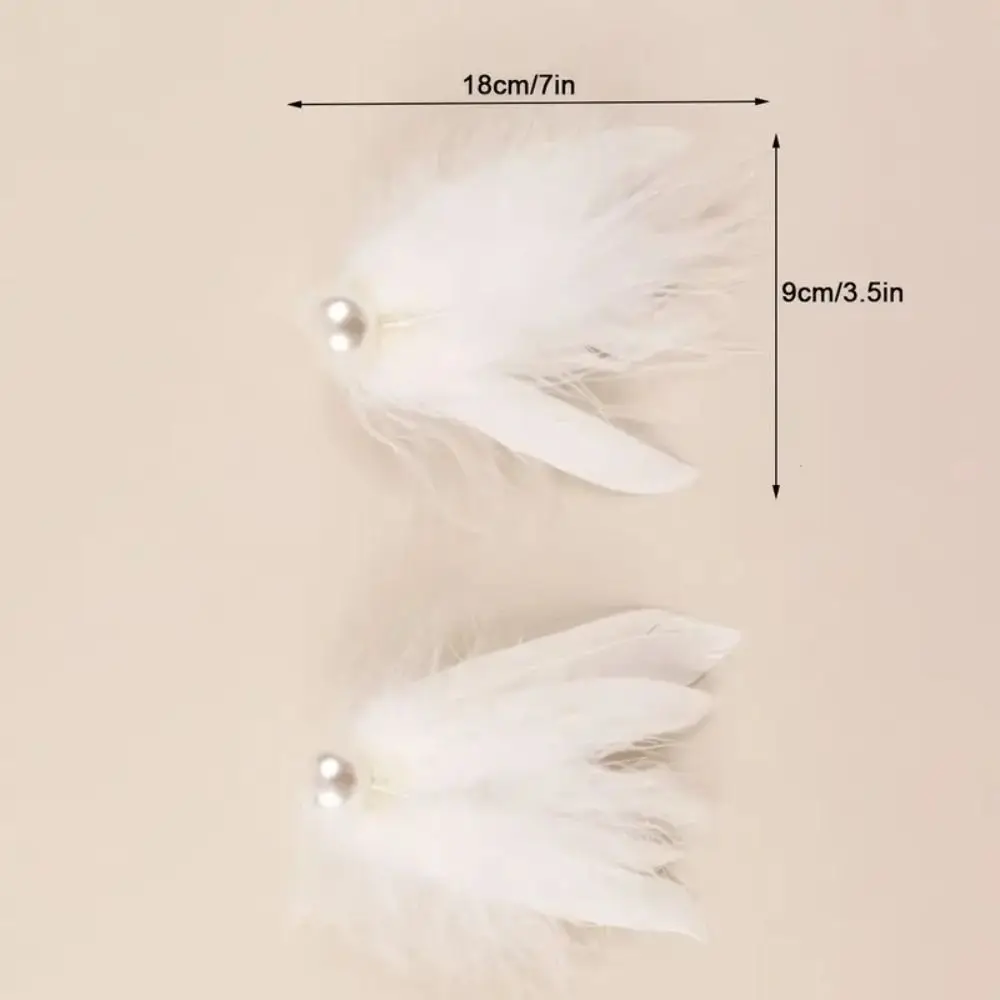 Mode Fee Witte Veer Haarspeld Elegante Zoete Parel Pluizige Haarspeld Haar Clip Voor Vrouwen Meisjes Haaraccessoires