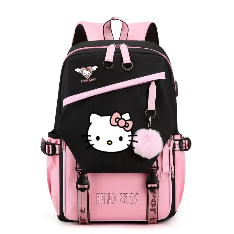 

MINISO Sanrio Kurome Hello Kitty Kawaii Campus Backpack Primary and Middle School Students Waterproof Anime cute bag