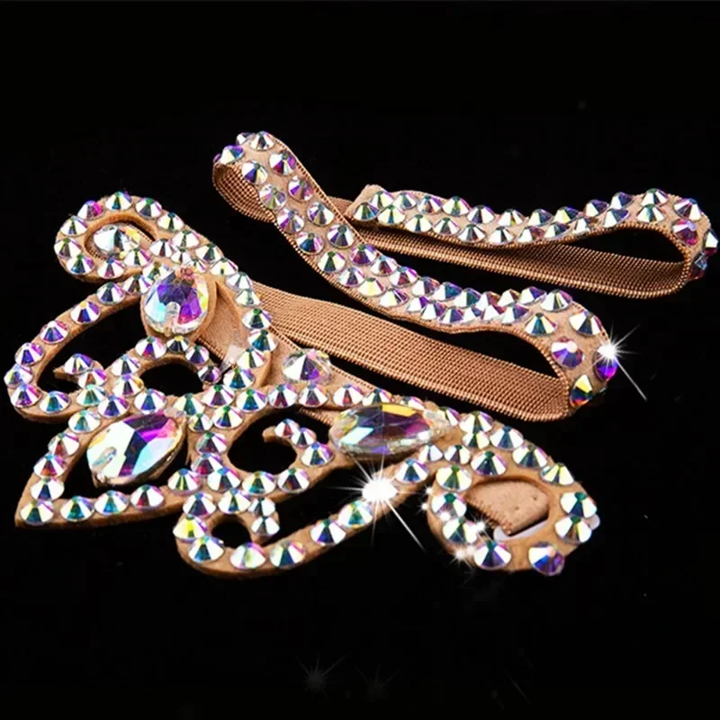 سوار الرقص الشرقي من حجر الراين الناعم القابل للتمدد للنساء ، ملحق الأزياء المشرقة ، مجوهرات متألقة ، ملابس العرض المسرحي ، بلينغ بلينغ ، حجر الراين