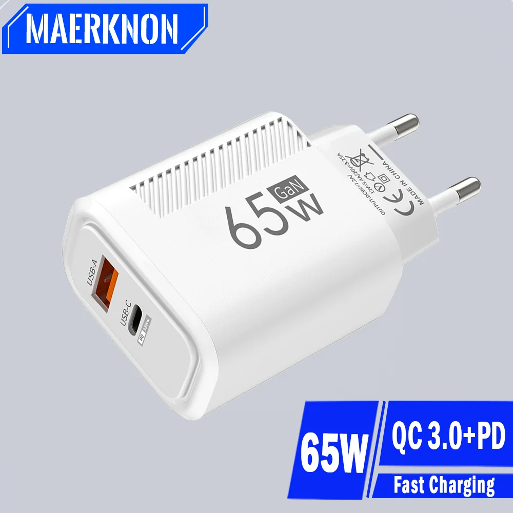 65W GaN Charger USB Type C Fast Charging Mobile Phone Adapter For iPhone 14 Samsung Huawei Quick Charge 3.0 Wall USB PD Charger