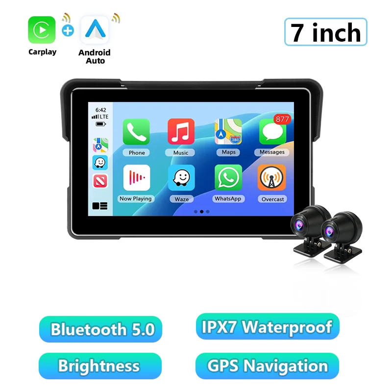 Jansite 7 inch Motorcycle Navigation GPS Wireless CarPlay Android