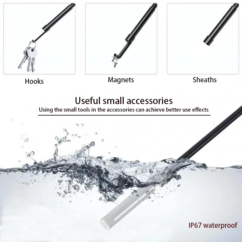 1MP 4MM FOV80 °   Endoscopio a doppia lente per ispezione condutture industriali Cavo rigido USB da 1 m (EZ DUAL CAM 4,0 mm)