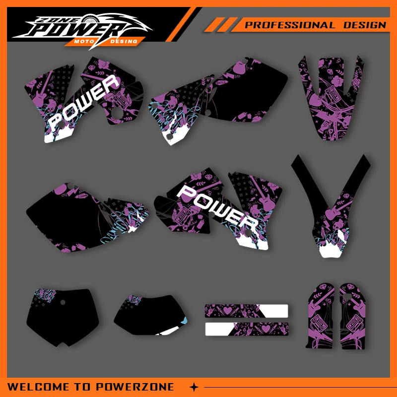 

POWERZONE Motocross Graphics Background Sticker Decal Kits For KTM 2001 2002 SXF 2001 2002 EXC EXC-F 250 300 Customized Number