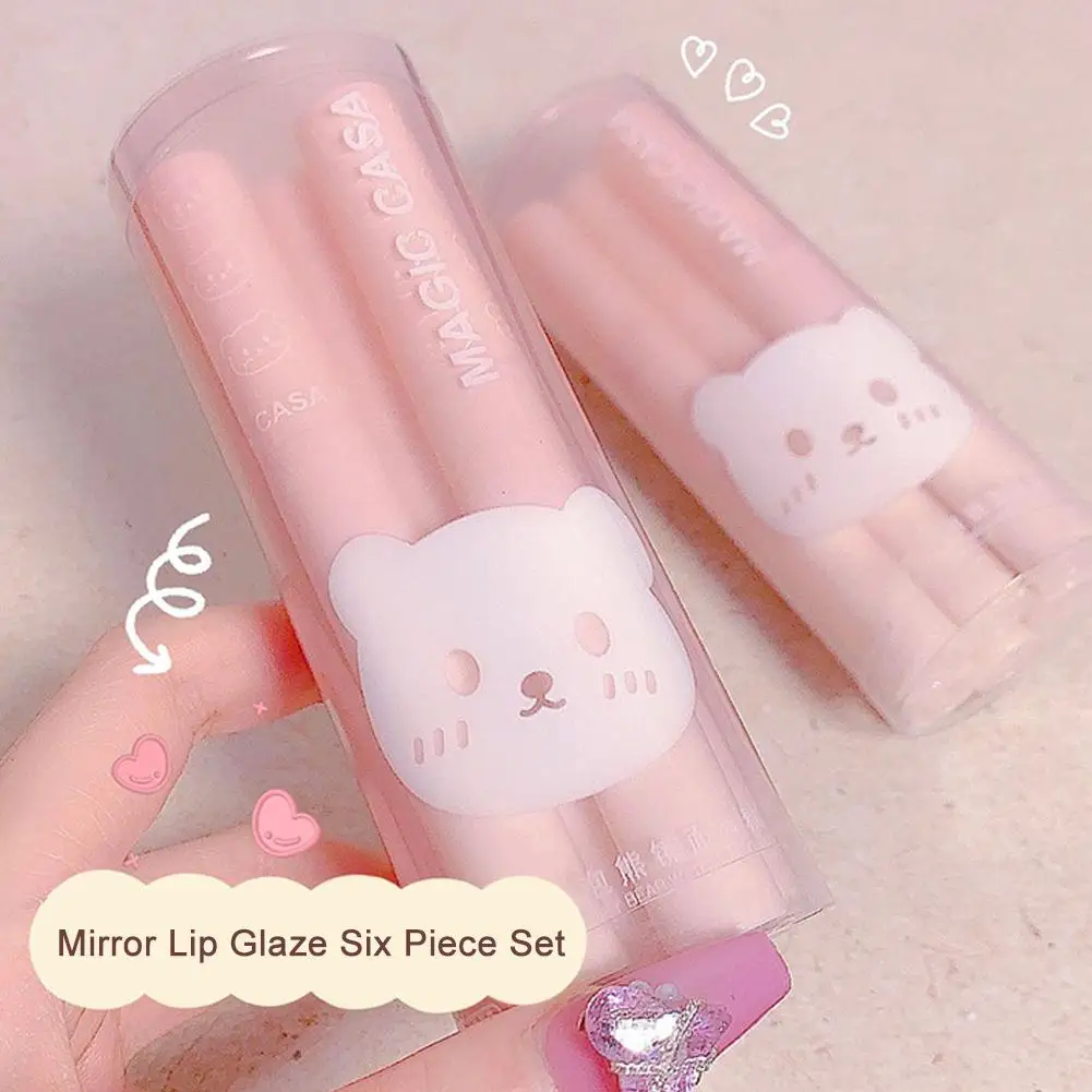 6Pcs/Set Playful Hare-lip Glaze Set Matte Velvet Non-stick Non-fade Cup Lipstick Q8C5