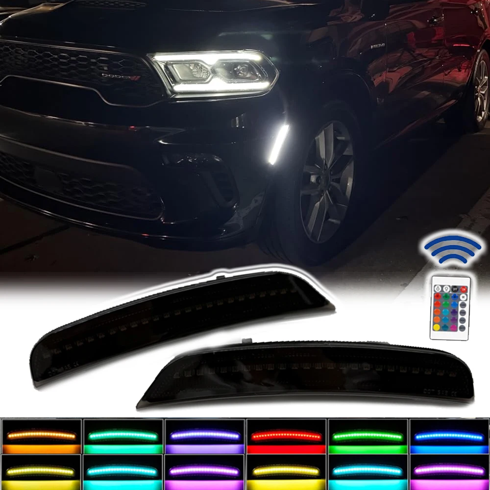 

For Dodge Durango 2021-2025 Front Fender LED Side Marker Light Flow RGB Changeable Lamp