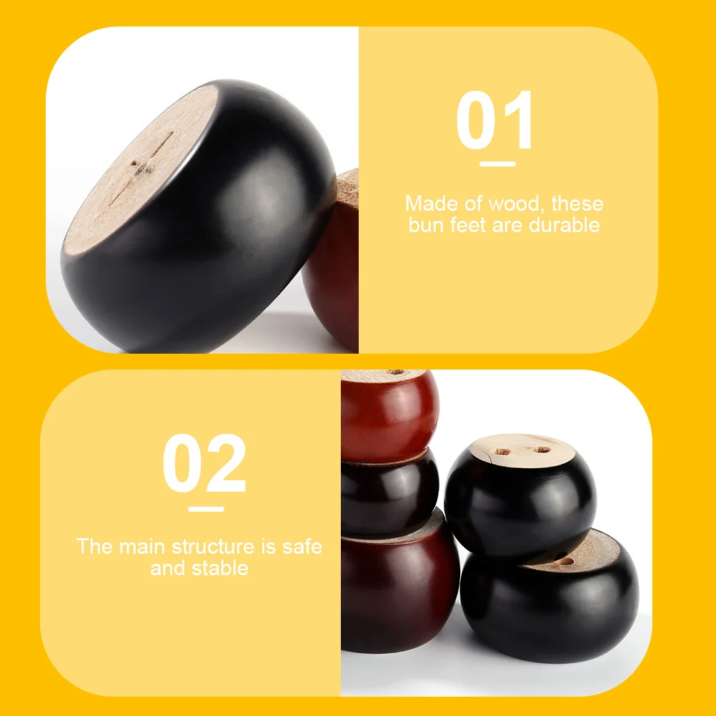 4 قطعة قدم كعكة خشبية أريكة مستديرة قوية دعم قدم اللون الكلاسيكي قدرة تحمل عالية حامل أرجل قطع الأثاث الخشبي #6