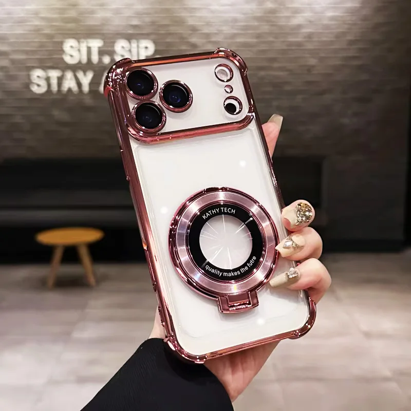 Transparent shockproof Magnetic Holder Phone Bracket Case For Samsung Galaxy S26 S25 S24 S23 S22 S21 Ultra FE Edge Stand Cover