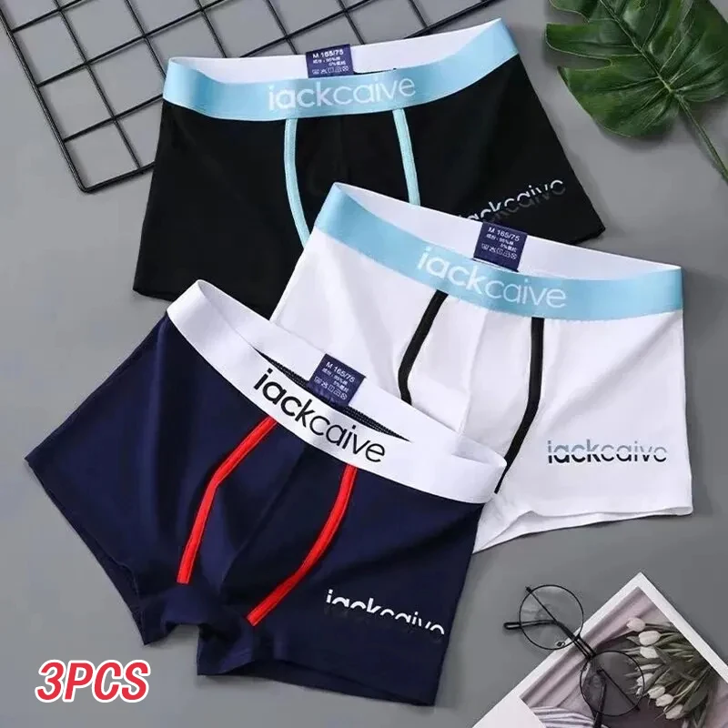 3Pcs Male Panties Cotton Men\'s Underwear Boxers Breathable Man Boxer Printed Underpants Comfortable Shorts Men Underwear M-3XL