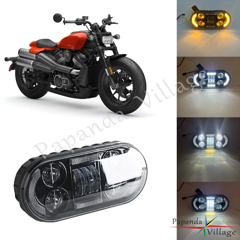 LED Headlight Assembly with Turn Signal & DRL White Running Light For Harley Sportster S 1250 RH1250S 2021-26 Direct Replacement