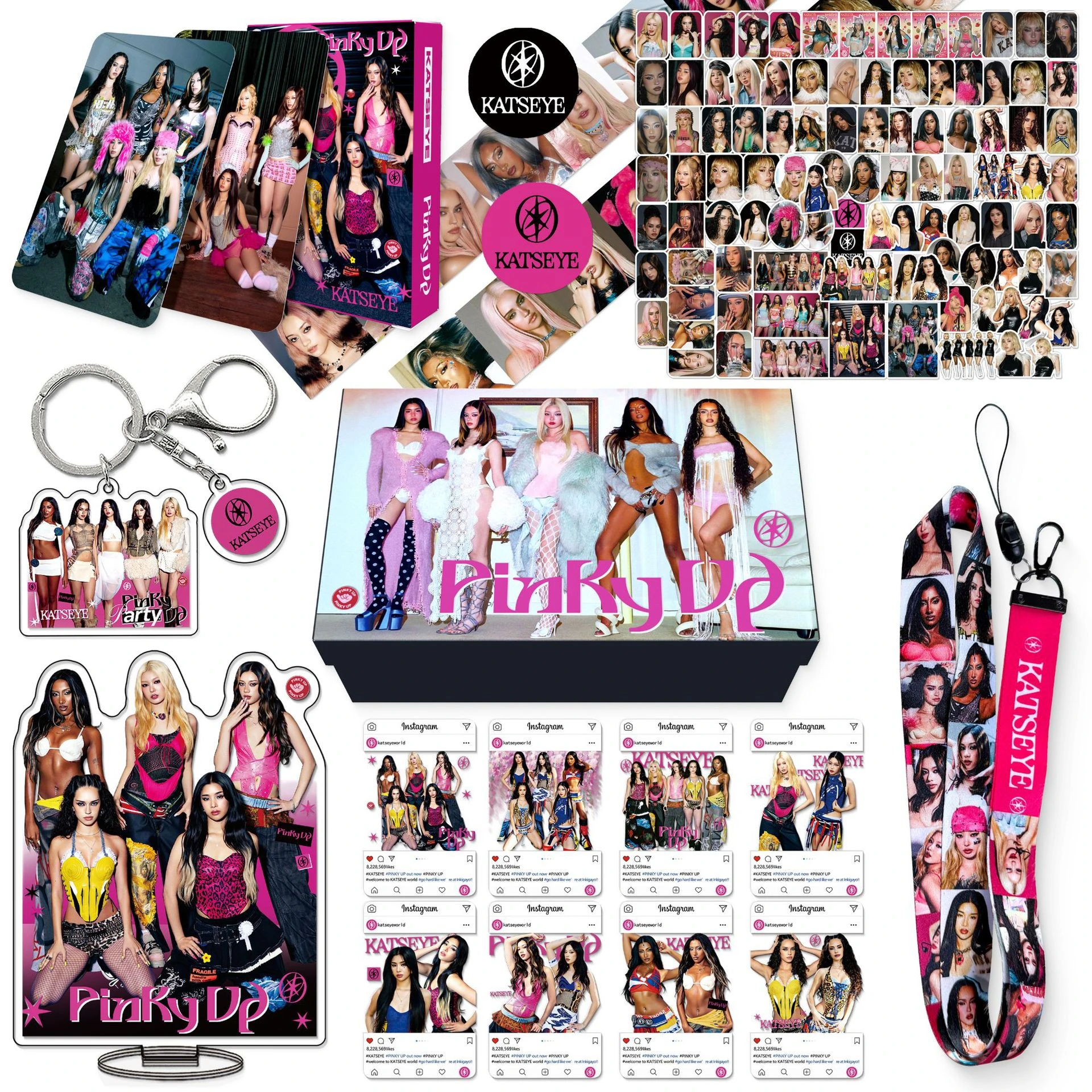 KATSEYE gift box new album PinkyUP peripheral LOMO card luggage sticker hanging rope set kpop exquisite gift view 5