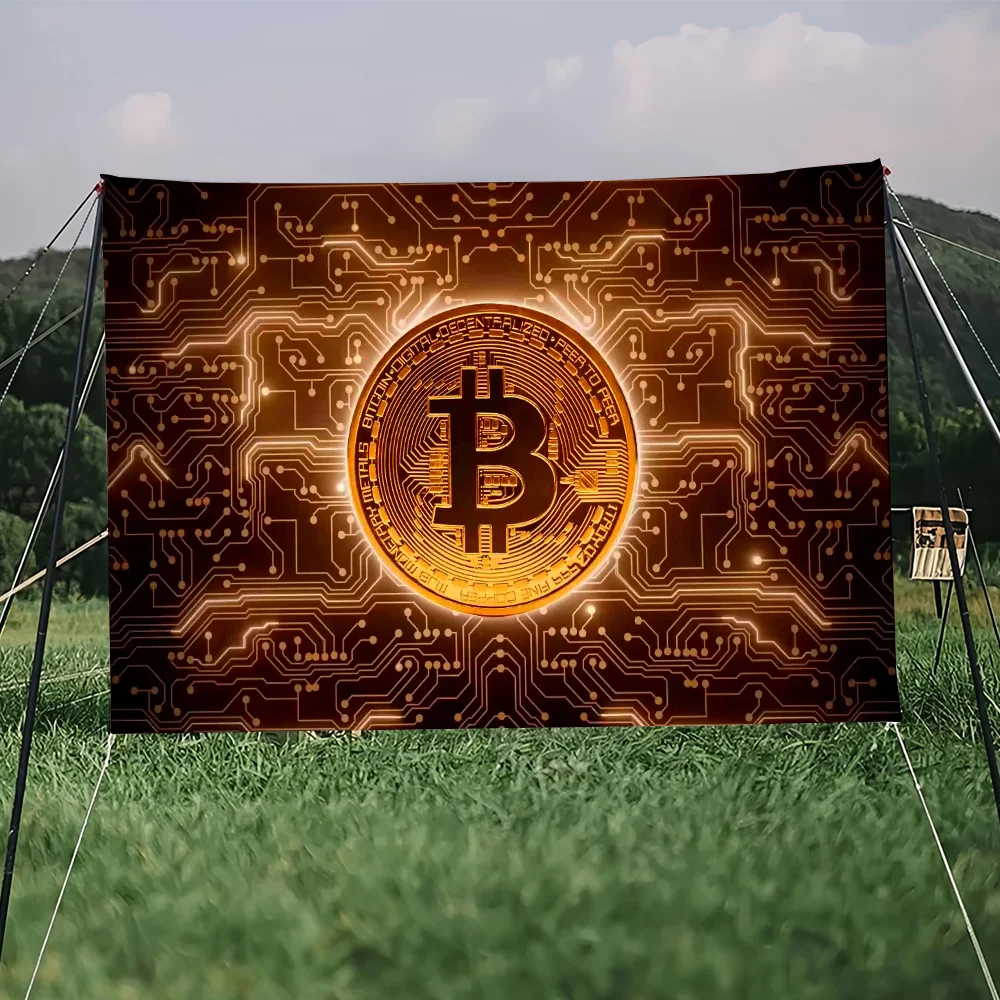 Crypto Currency Bitcoin BTC Flag For Party Picnic Art Home Decoration Outdoor Camping Banner