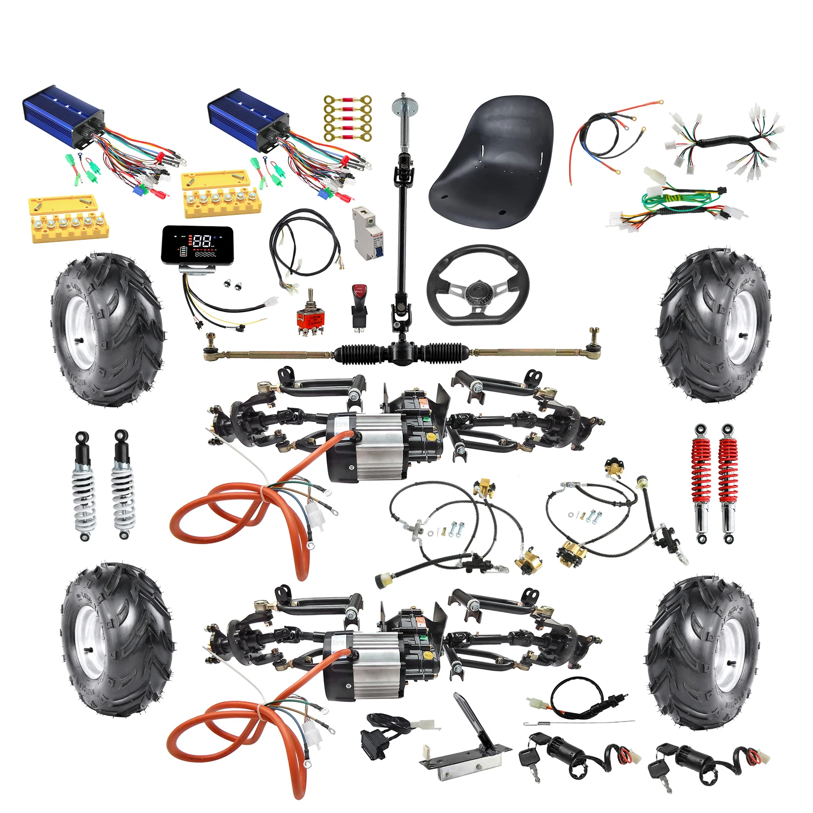 Full Go Kart Part Front Axle Differential Motor 4 Wheel Drive Go Cart ATV UTV Quad Buggy Wheelers Trike Drift DIY