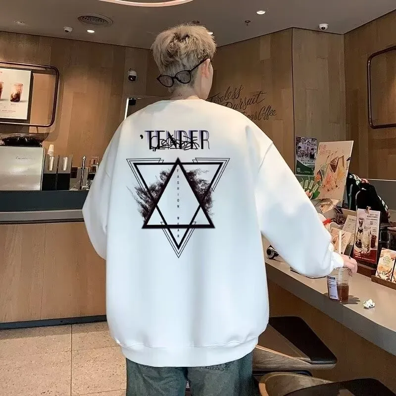 M-8XL Men Autumn Shirt Large Fashion Loose Shirt American Style Magic Seal Printed Long Sleeve Shirt Plus Velvet Couple Clothes