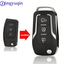 jingyuqin 3 Buttons Modified Filp Car Remote Key Shell for Ford Mondeo Focus Fiesta C Max S Max Galaxy Fob Keyless Entry Case
