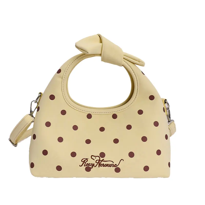 

Fashionable Polka Dot pu Leather hobo Handbag 2026 spring sweet girls Bow Exquisite Hand-held Small Bag Commuter Shoulder Bag