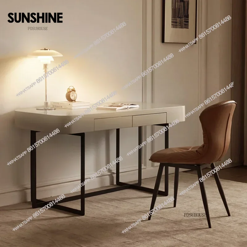 

Офисные столы в итальянском кремовом стиле для спальни, деревянный стол с краской и ящиками, креативные роскошные бытовые компьютерные столы для учебы