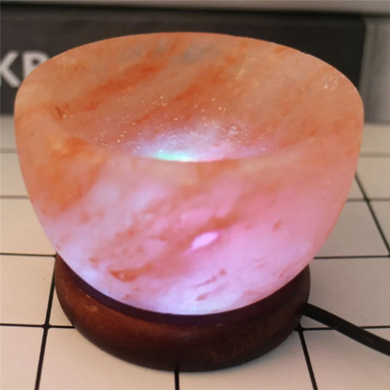 Himalayas Crystal Salt Lamp LED Colorful Color Changing Night Light Air Purifier Decorative Bedside Table Lamp Ornament