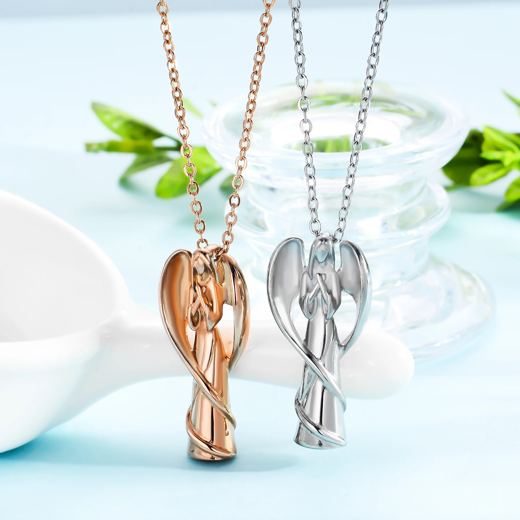 Edelstahl-Engel-Urne für Asche, Gedenkschmuck für Männer und Frauen – Detail 6