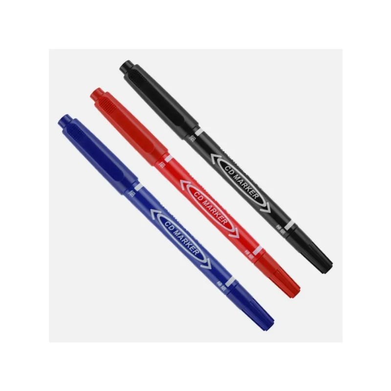6/12Pcs Twin Tip Permanent Marker Black/Blue/Red Oil Marker Pen Fine Nid Marker Ink Stationery School & Office Supplies image 5