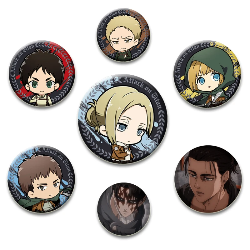 Anime Attack on Titan Eren Levi Badge Handmade Cartoon Brooches Armin Arlert Erwin Lapel Pin Backpack Hat Bag Decoration