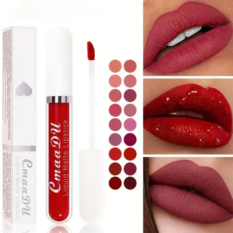 Aksamitny matowy błyszczyk w płynie szminka błyszczyk piękno czerwony nagi wodoodporny długotrwały makijaż, prezenty urodzinowe, prezenty na imprezę