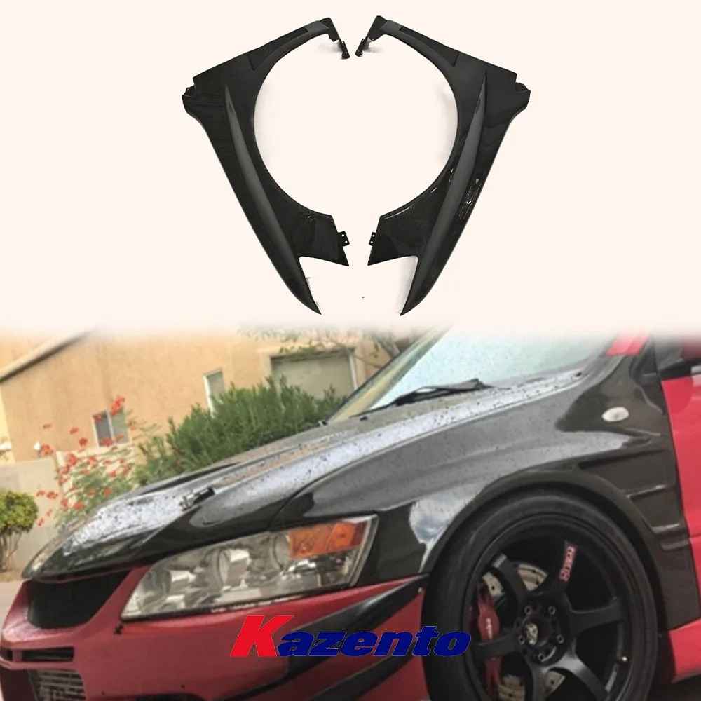 For MITSUBISHI EVO 8 9 Carbon Fiber Ap Style Wide Vented Front Fender Pair