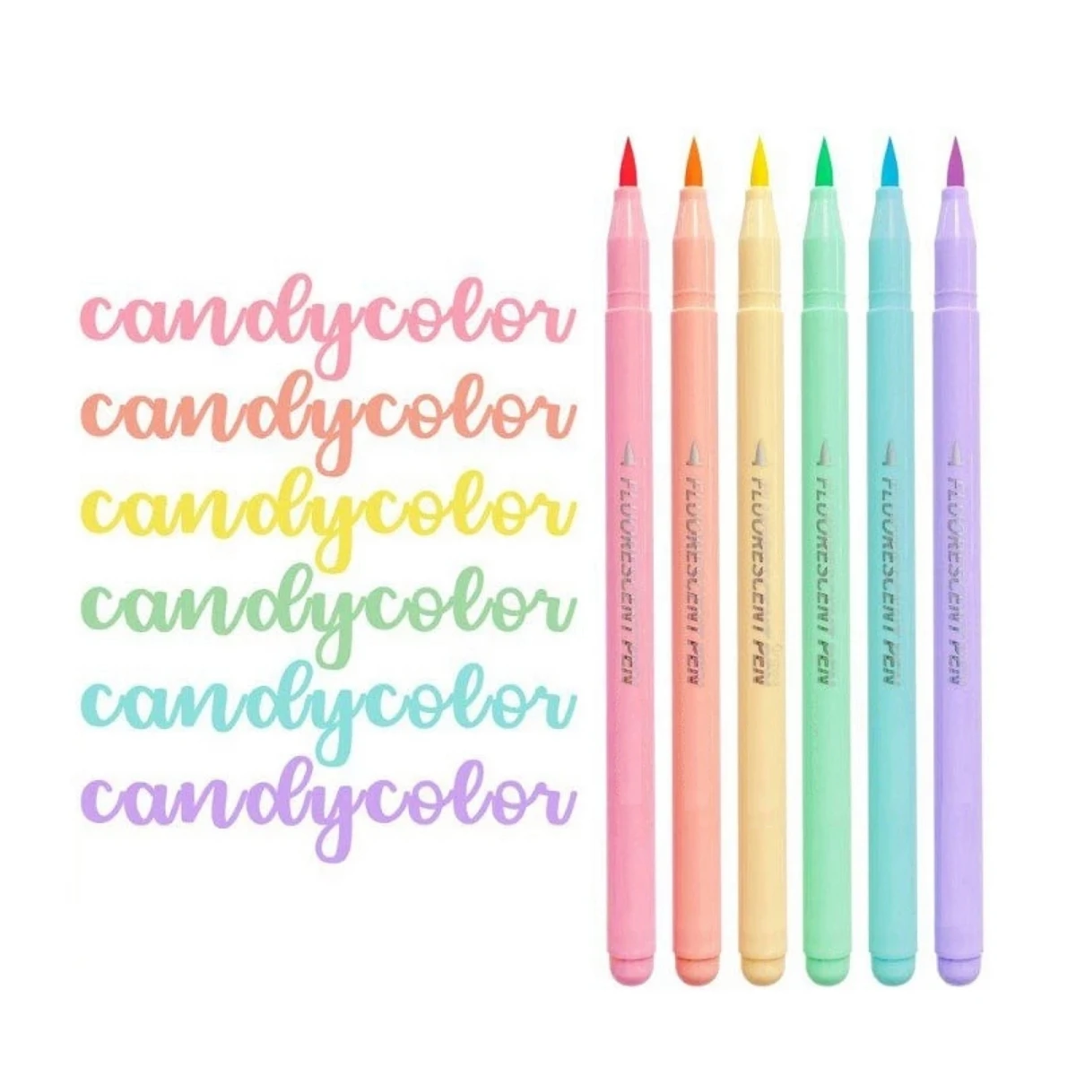 6pcs Soft Brush Fluorescence Pen Set Pastel Markers Coloring Highlighter Calligraphy Pen For Office Art Student Supplies