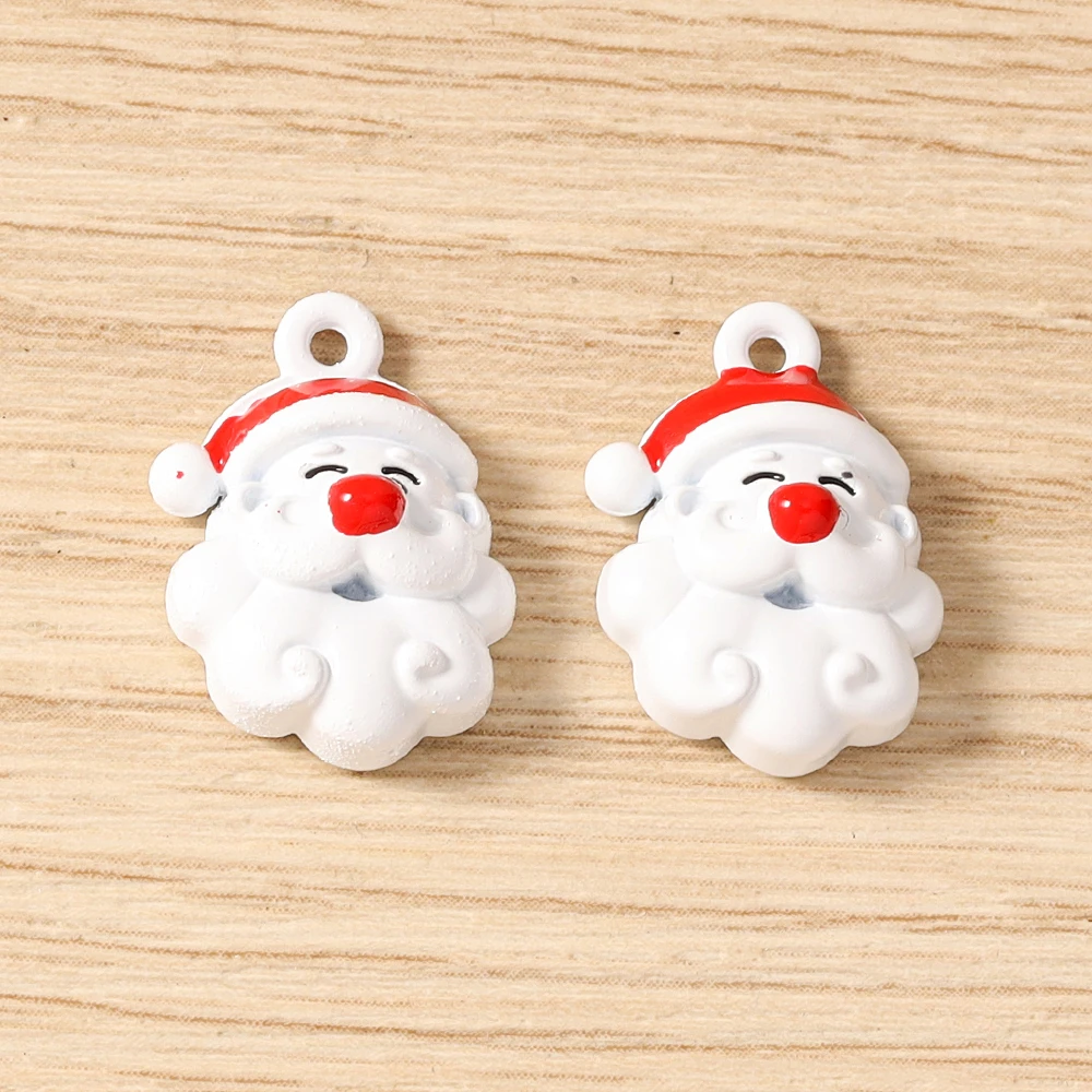 Tusember 5 Stück Emaille-Weihnachtsanhänger mit Weihnachtsmann, Schneeflocke und Schneemann für Weihnachtshalsketten, Ohrringe, Armbänder und Bastelarbeiten – Detail 18