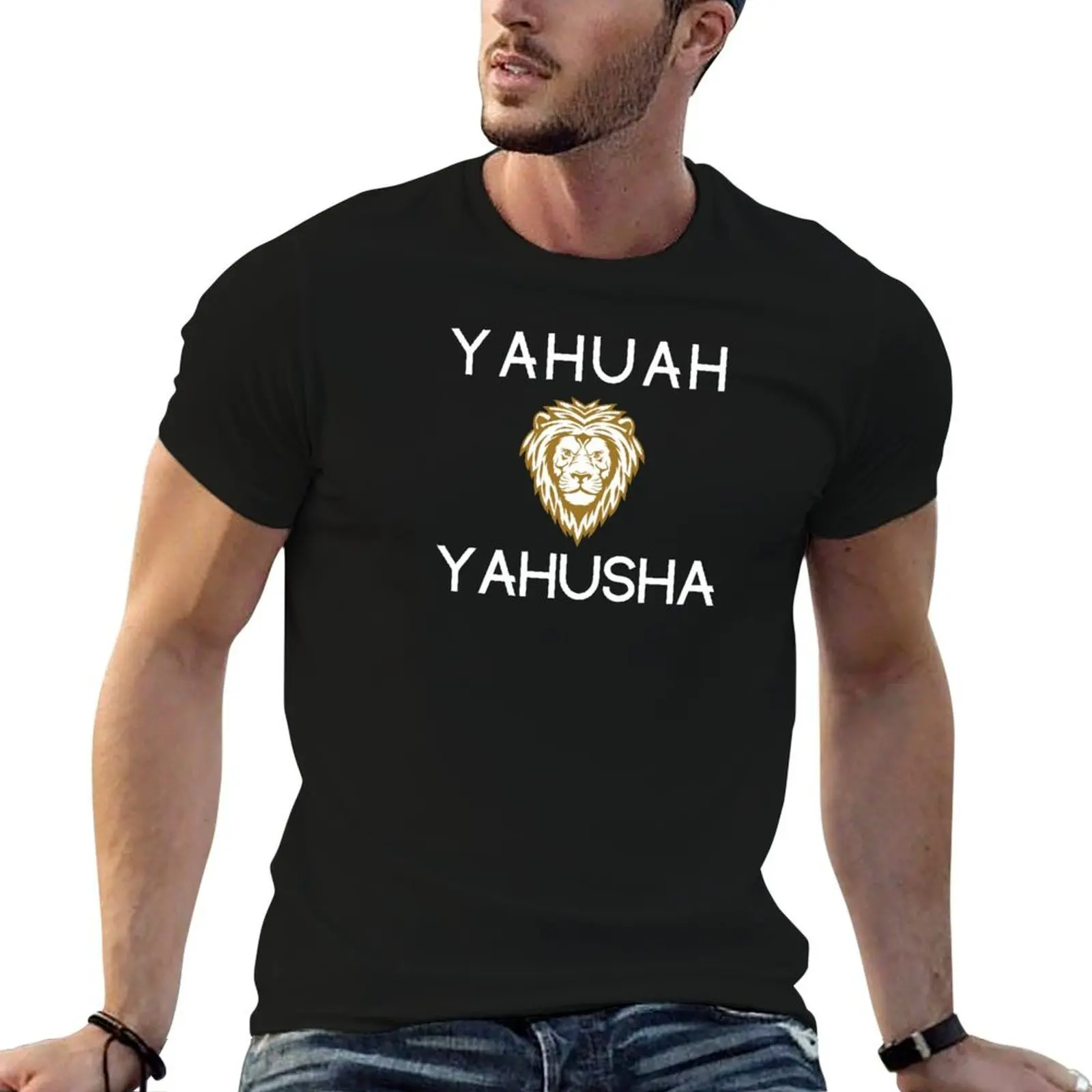 

100% t t shirts man t men with funny shirt shirt cotton lion luxury T-Shirt cotton Yahuah, Yahusha