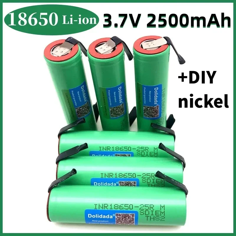 

100% Original 3.7V 18650 2500mah INR18650 25R 20A Battery Scrapping Lithium Batteries Screwdriver Flashlight+ Nickel DIY