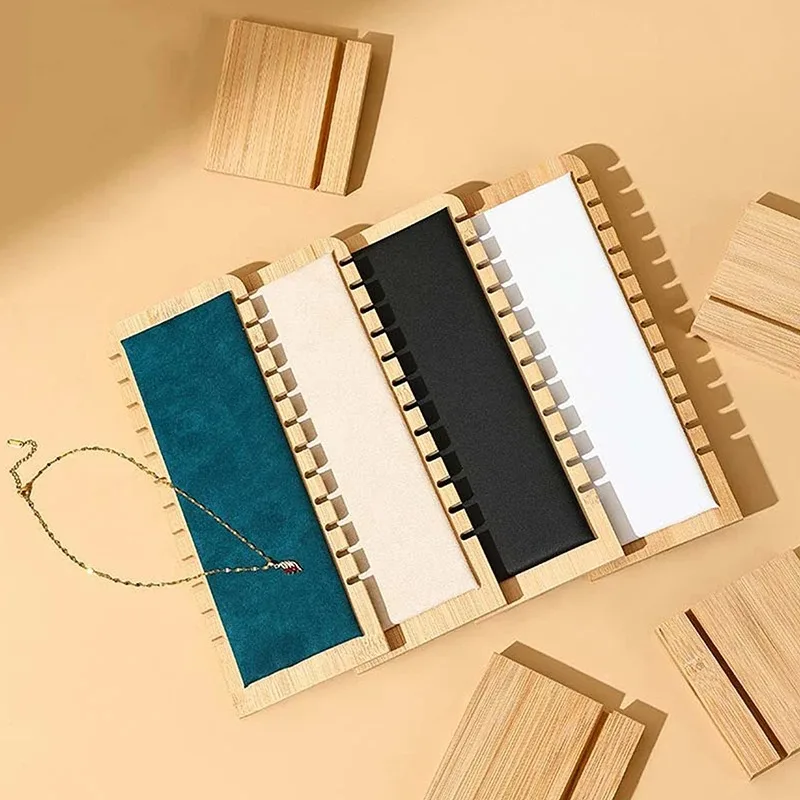 New Solid Bamboo Wood Jewelry Display Stand Necklace Showcase Holder Pendant Long Chain Handing Organizer Holder For Necklaces image 4