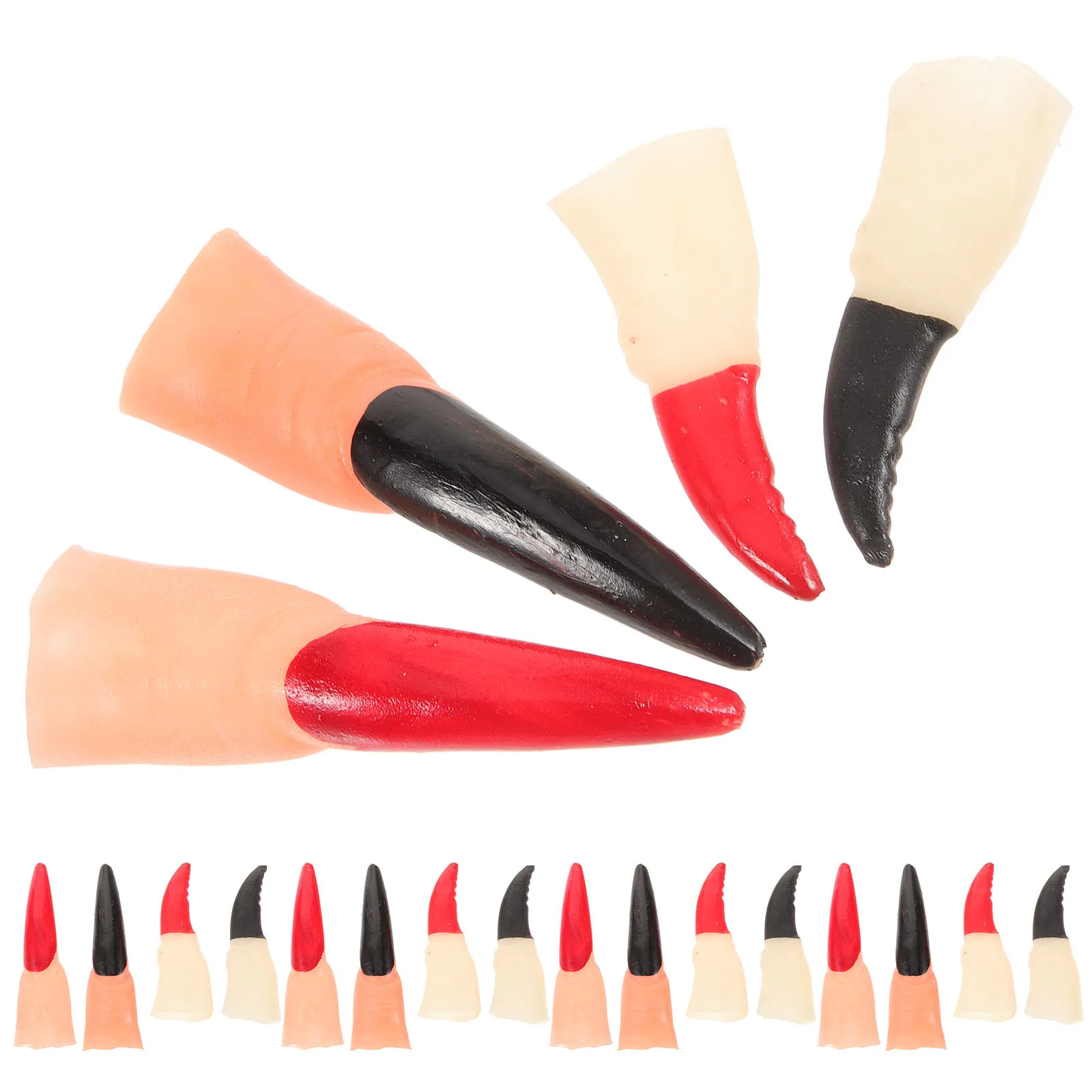 40 szt. Sztuczne palce czarownicy do cosplayu, długie tipsy na paznokcie, paznokcie na Halloween, straszne rekwizyty na imprezę, żarty, palce czarownicy, sztuczne palce