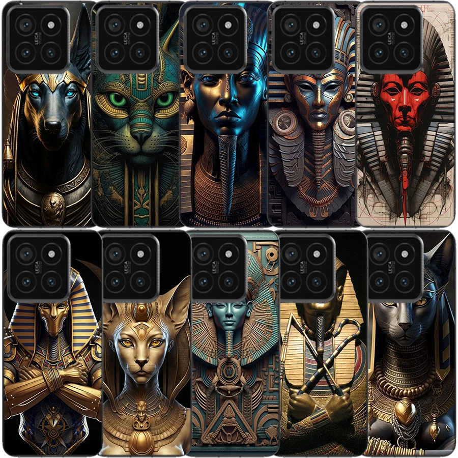 Egyptian Pharaoh's Mummy Clear Phone Case For Xiaomi Poco X6 X5 Pro X4 X3 NFC F4 GT F6 F5 F3 M5 M5S M4 M3 Pro F2 F1 TPU Pattern