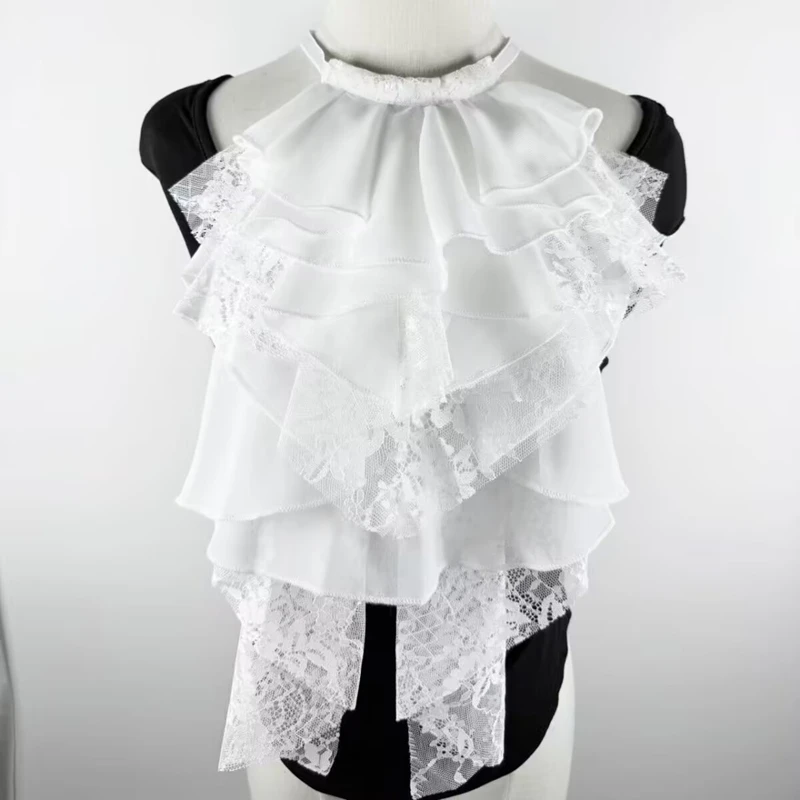 Multi Layered Lace Ruffled Fake Collar Detachable Decorative Collar Shirt Dress Party Neck Accessories