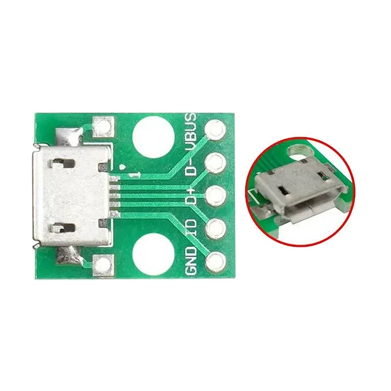 10ks mikro USB na namočit adaptér 5pin ženské konektor pokud by typ pcb konvertor pinboard 2.54