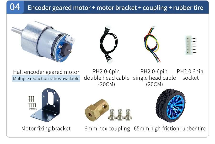12V 205 Gleichstrom motor mit hohem Drehmoment und Metall getriebe mit Encoder 333 U/min 550 U/min Elektronisches Projekt mit U/min Geschwindigkeit für Balance-Ackerman-Auto – Detail 4